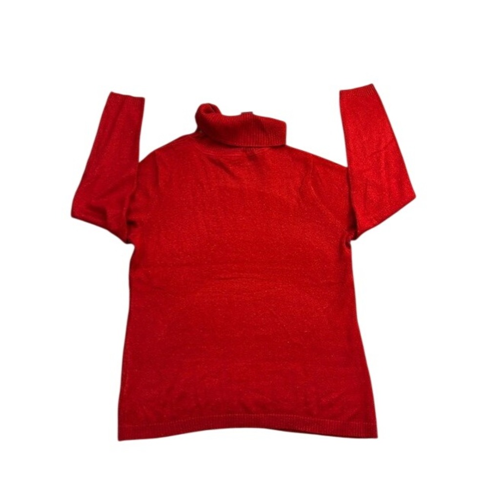 Briggs Red Metallic Cable Knit Turtleneck Sweater Button Shoulder BR3476XF25 L